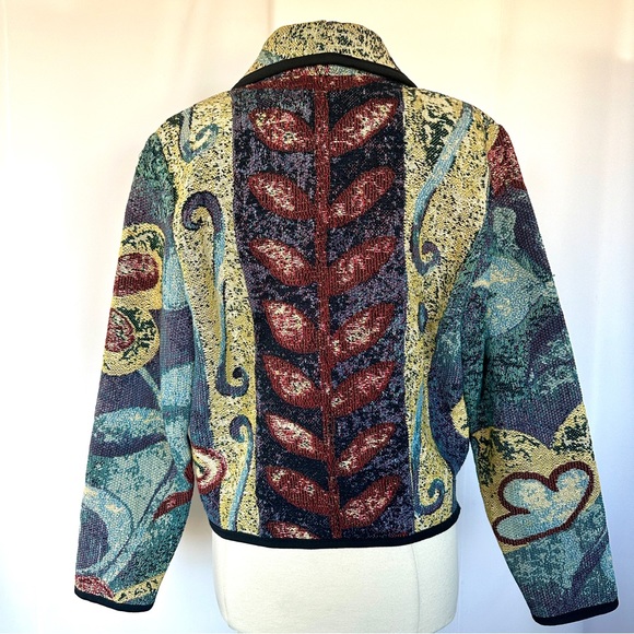 VTG KOKOPELLI WOVEN TAPESTRY ABSTRACT CROPPED BOXY BOLERO JACKET BLAZER SzM - Picture 12 of 12